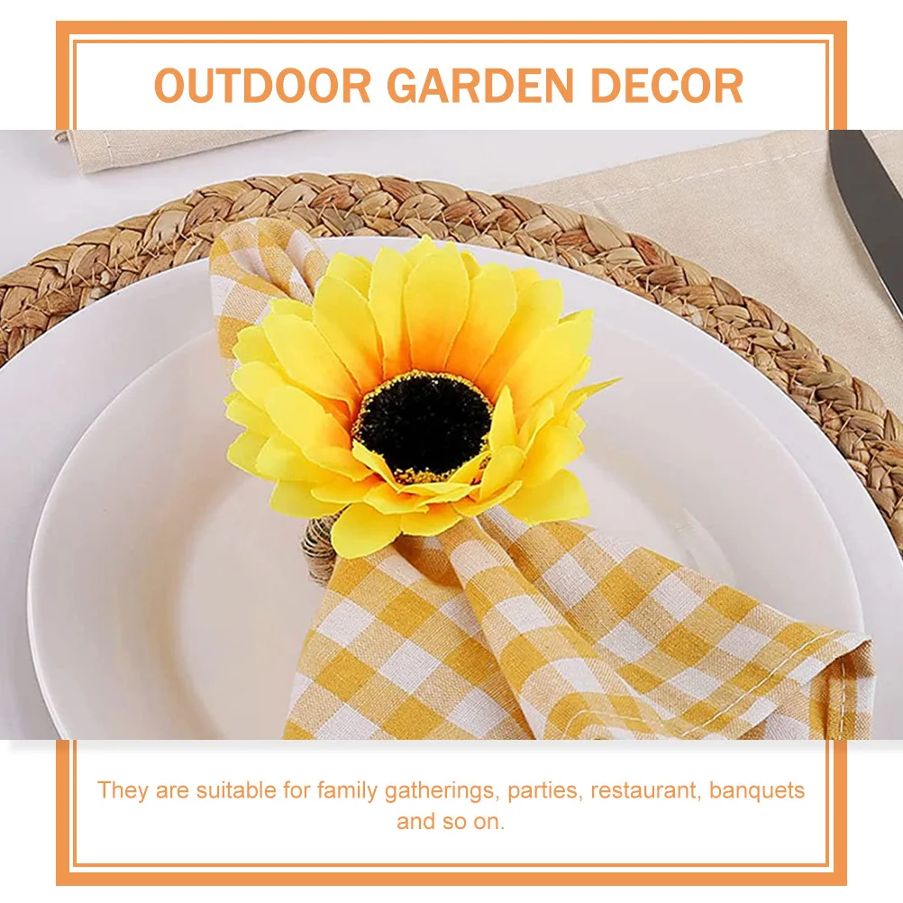 6Pcs Simulated Sunflower Napkin Rings Premium Rope Plastic Material Exquisite Table Decor for Party Wedding Restaurant Holiday
6Pcs Simulated Sunflower Napkin Rings Premium Rope Plastic Material Exquisite Table Decor for Party Wedding Restaurant Holiday