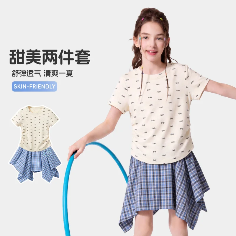 Girls' Short Skirt Set, Plaid Skirt, Summer Thin Style2026New children's skirt-pants with an irregular design for girls' summer
Girls' Short Skirt Set, Plaid Skirt, Summer Thin Style2026New children's skirt-pants with an irregular design for girls' summer