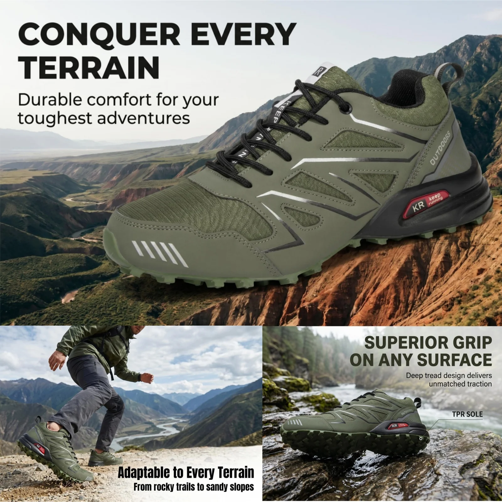 Men's Hiking Shoes, Comfortable Leather upper, Outdoor Lightweight And Wear-Resistant Off-Road Shoes Suitable For all-Terrain
Men's Hiking Shoes, Comfortable Leather upper, Outdoor Lightweight And Wear-Resistant Off-Road Shoes Suitable For all-Terrain