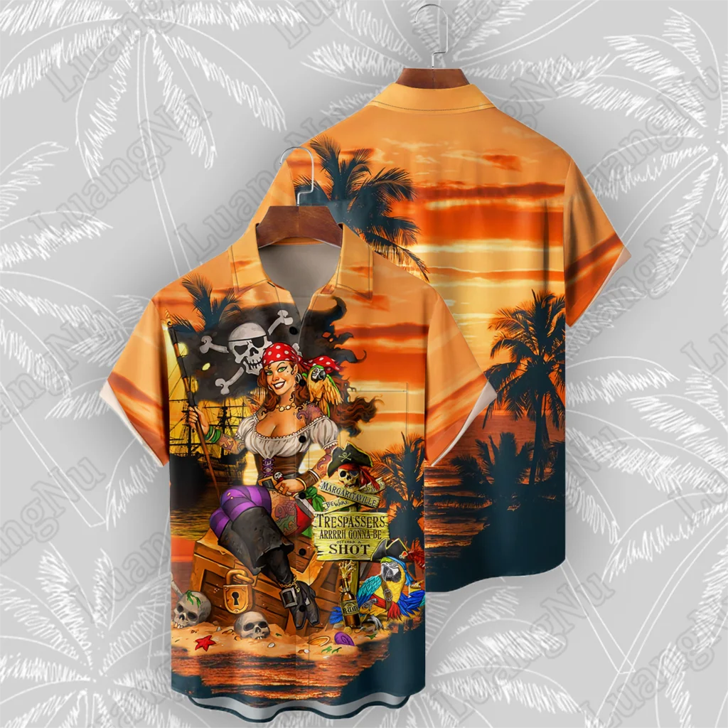 Men's Shirts Skull Pirate Print Summer High Quality Tops Short Sleeve Hawaiian Party Button Up Shirt Man Casual Oversized Shirts
Men's Shirts Skull Pirate Print Summer High Quality Tops Short Sleeve Hawaiian Party Button Up Shirt Man Casual Oversized Shirts