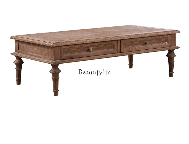 American country oak coffee table French antique old solid wood square living room
American country oak coffee table French antique old solid wood square living room