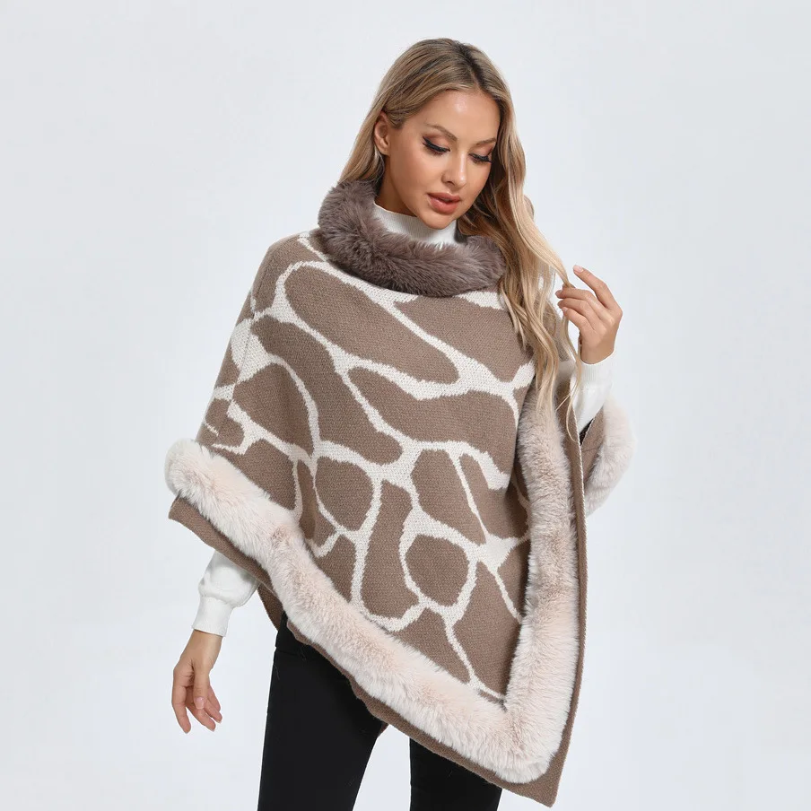 6 Colors 2024 Faux Fur O Neck Triangle Loose Cow Printed Pullover Shawl Cape Women Winter Warm Knitted Poncho Long Overcoat
6 Colors 2024 Faux Fur O Neck Triangle Loose Cow Printed Pullover Shawl Cape Women Winter Warm Knitted Poncho Long Overcoat