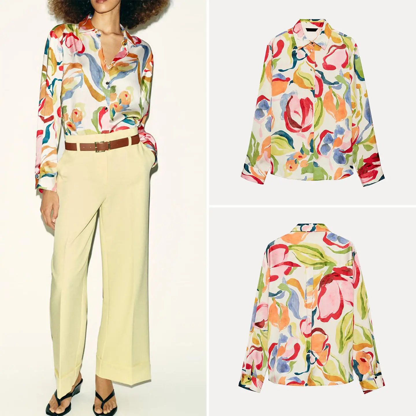Fashionable Floral Print Button up Slimming Shirt Women's Loose Fit Long Sleeve Casual Shirt European Style Zadata 2026 Summer
Fashionable Floral Print Button up Slimming Shirt Women's Loose Fit Long Sleeve Casual Shirt European Style Zadata 2026 Summer