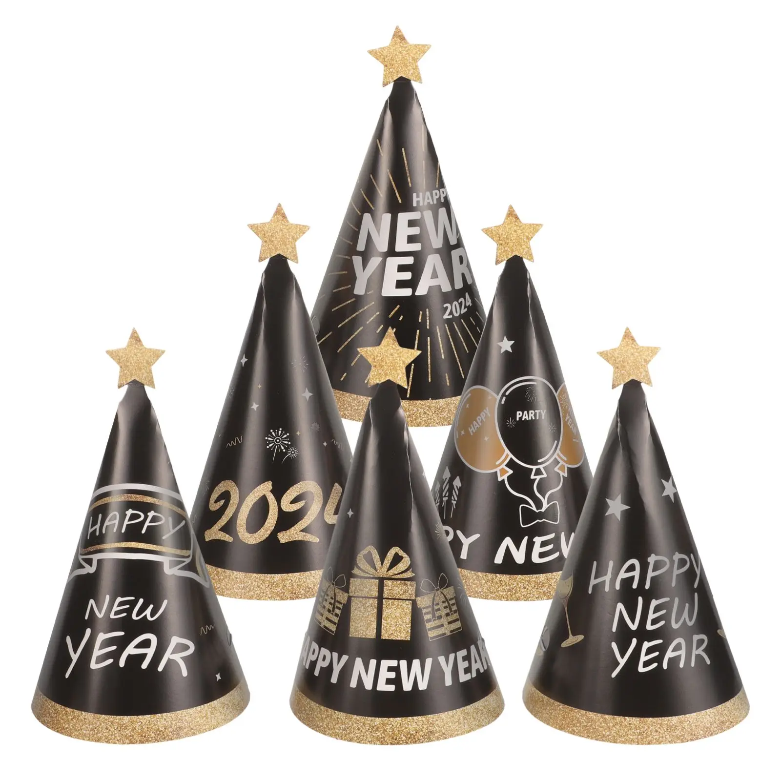 6pcs New Year Hats 2024 Happy Theme Paper Cone Party Supplies Photo Props Lightweight Comfortable Wear Role Playing Stage
6pcs New Year Hats 2024 Happy Theme Paper Cone Party Supplies Photo Props Lightweight Comfortable Wear Role Playing Stage