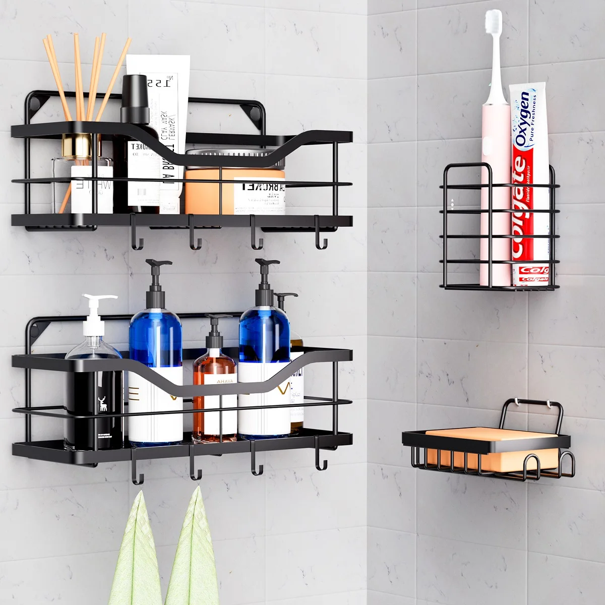 4 Pack Shower Caddy Shelf Organizer with Soap Holder, Shower Basket with Adhesives/Screws Stainless Steel Shelves
4 Pack Shower Caddy Shelf Organizer with Soap Holder, Shower Basket with Adhesives/Screws Stainless Steel Shelves