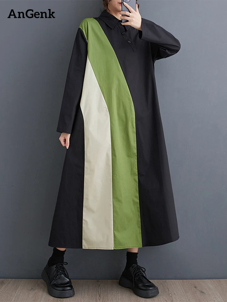 Long Sleeve Patchwork Contrast Color Shirt Dresses For Women 2023 Autumn New Loose Casual Vintage Dress Fashion Elegant Clothing
Long Sleeve Patchwork Contrast Color Shirt Dresses For Women 2023 Autumn New Loose Casual Vintage Dress Fashion Elegant Clothing