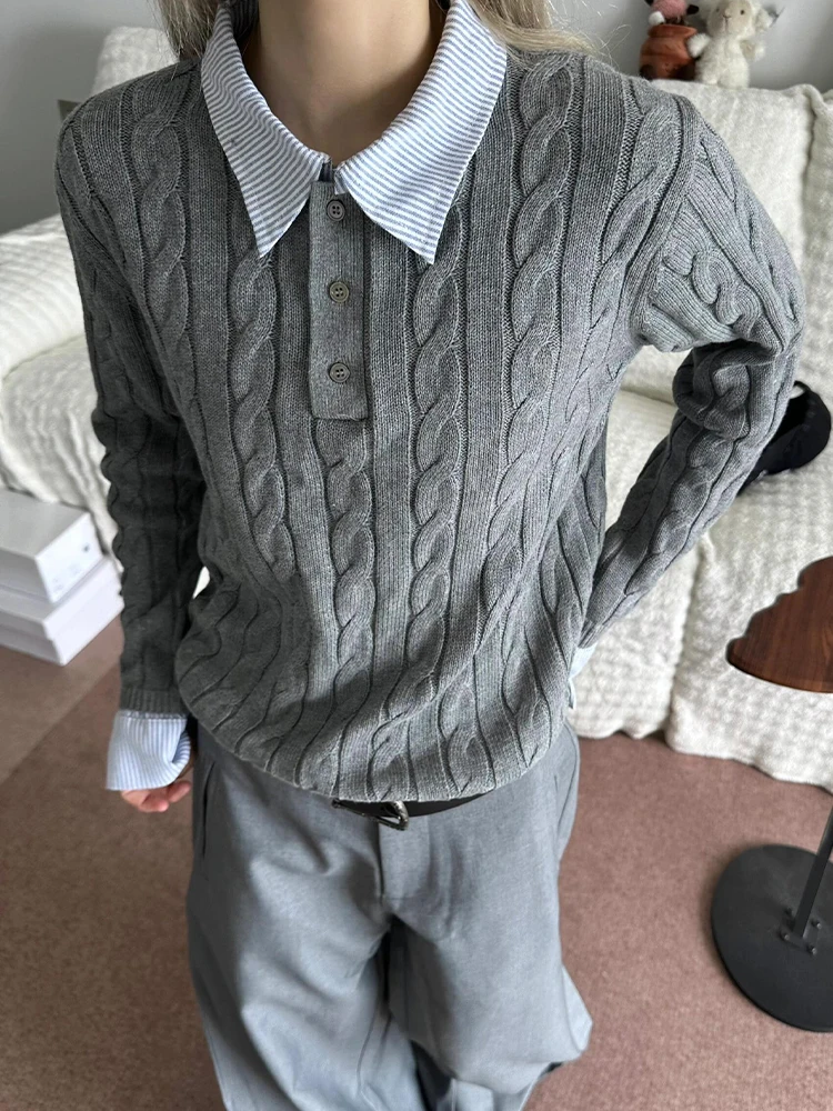 Мужской вязаный свитер с воротником, в стиле пэчворк, в полоску, с эффектом двухслойности, осенний, модный, свободного кроя, комфортный, с ощущением высокого качества
Мужской вязаный свитер с воротником, в стиле пэчворк, в полоску, с эффектом двухслойности, осенний, модный, свободного кроя, комфортный, с ощущением высокого качества