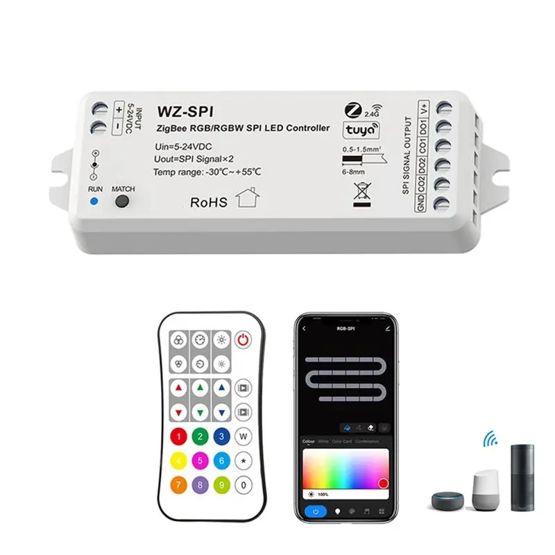 【LIMITED EDITION】SPI LED Controller DC5-24V Tuya Zigbee For WS2812B WS2811 TM1803 TM1804 SK6812 Pixel Strip Lights Voice Control
【LIMITED EDITION】SPI LED Controller DC5-24V Tuya Zigbee For WS2812B WS2811 TM1803 TM1804 SK6812 Pixel Strip Lights Voice Control