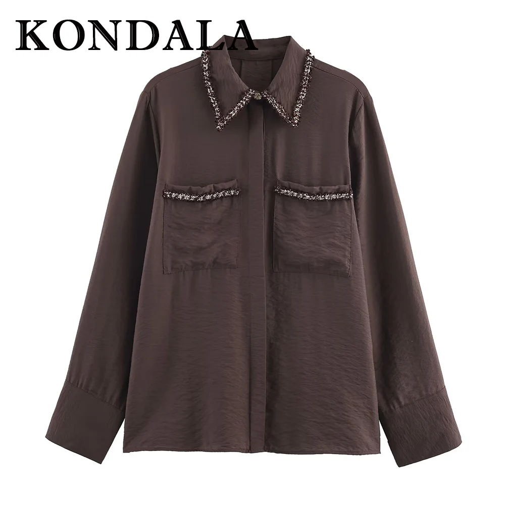 KONDALA Vintage Brown Pleated Button Women Streetwear Autumn Casual Shirts Fashion 2025 Long Sleeve Modern Women Fall Shirts
KONDALA Vintage Brown Pleated Button Women Streetwear Autumn Casual Shirts Fashion 2025 Long Sleeve Modern Women Fall Shirts
