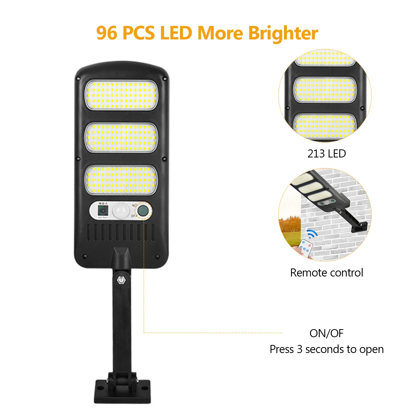 ewest Solar Sensor Street Lights Outdoor 213 LED Solar Motion Sensor Wall Lamp with 3 Lighting Mode Lights for House Decor
ewest Solar Sensor Street Lights Outdoor 213 LED Solar Motion Sensor Wall Lamp with 3 Lighting Mode Lights for House Decor