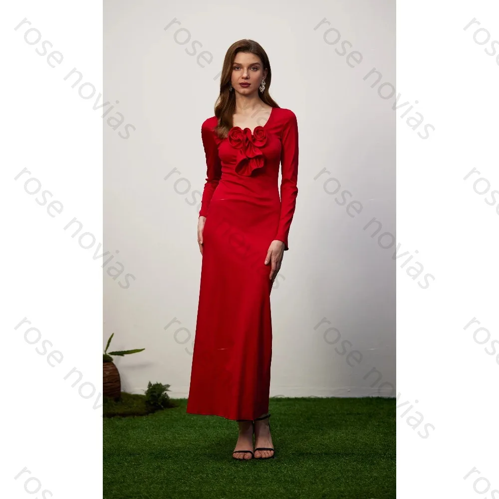 Customized Red Formal Maxi Dress with Long Sleeves and 3D Floral Appliques Evening Gown for Cocktail Events and Parties
Customized Red Formal Maxi Dress with Long Sleeves and 3D Floral Appliques Evening Gown for Cocktail Events and Parties