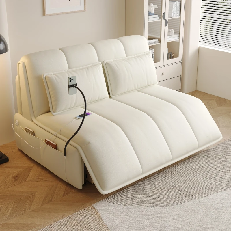 Intelligent electric cream style sofa bed stacking dual-use multifunctional small apartment living room bedroom 
Intelligent electric cream style sofa bed stacking dual-use multifunctional small apartment living room bedroom