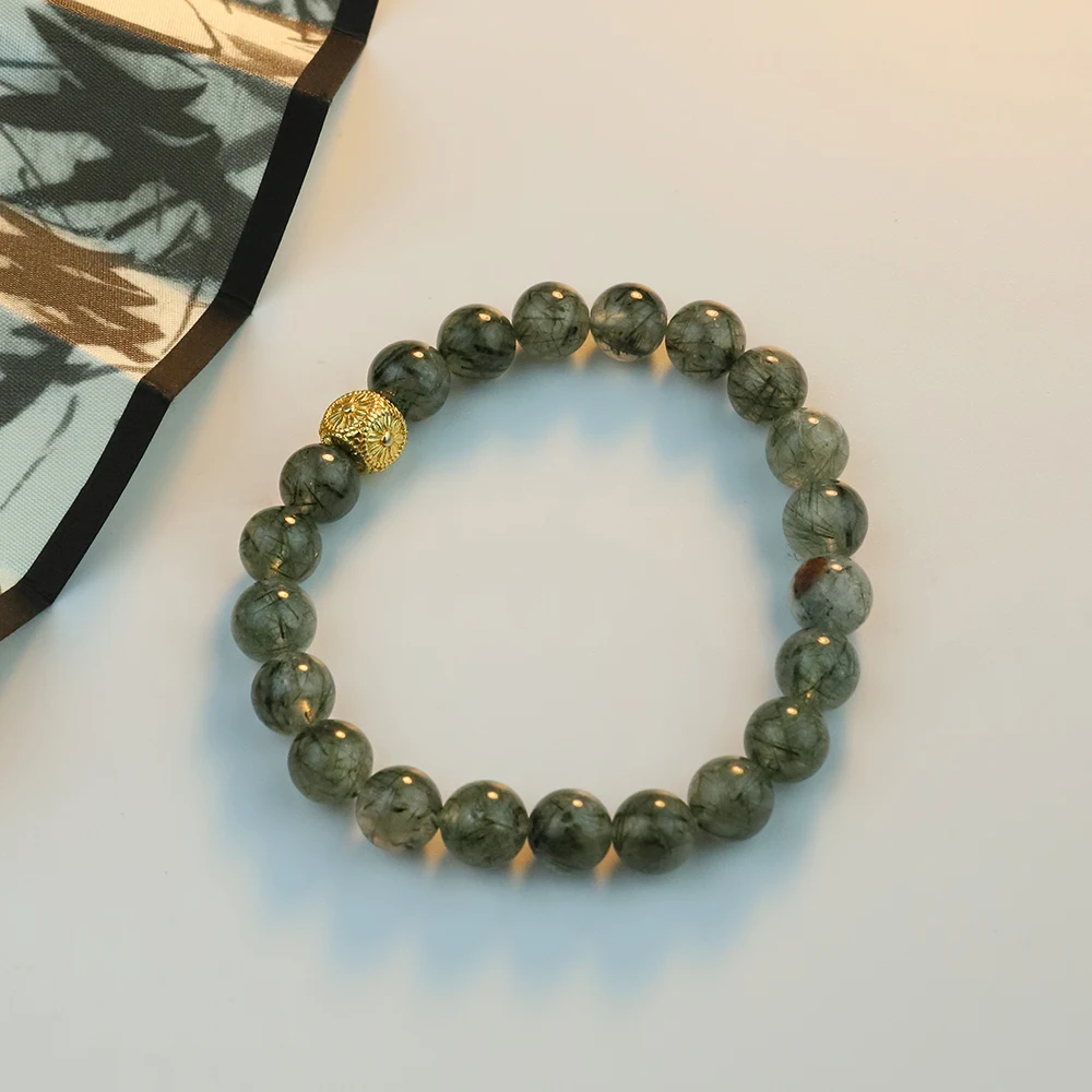 Natural Green Rutilated Quartz Energy Bracelet, Oriental Fashion Alloy Bangle, Healing Stone Gift 1pc Ladies Jewelry
Natural Green Rutilated Quartz Energy Bracelet, Oriental Fashion Alloy Bangle, Healing Stone Gift 1pc Ladies Jewelry