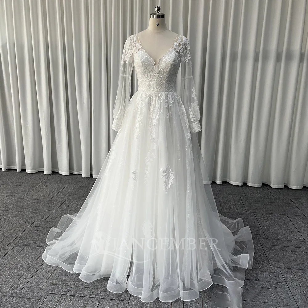 Lace Deep V Neck Customized Boho Wedding Dress Illusion Long Sleeves Bridal Gown Outdoor Ceremony Floor Length Sexy Wear
Lace Deep V Neck Customized Boho Wedding Dress Illusion Long Sleeves Bridal Gown Outdoor Ceremony Floor Length Sexy Wear