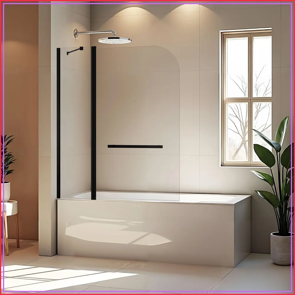 48" x 58" Frameless Glass Bathtub Shower Door, 1/4" (6mm) Clear Tempered Glass, Chrome Finish, 180° Rotatable Panel, Matte Black
48" x 58" Frameless Glass Bathtub Shower Door, 1/4" (6mm) Clear Tempered Glass, Chrome Finish, 180° Rotatable Panel, Matte Black