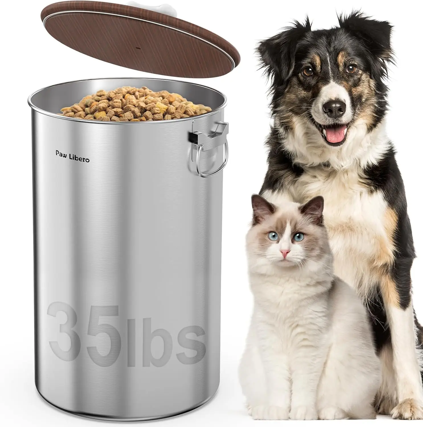 35 Lbs Stainless Steel Dog Food Container with Airtight Wooden Lid & Ceramic Handle, Large Pet Treat Jar for Cats and Dogs
35 Lbs Stainless Steel Dog Food Container with Airtight Wooden Lid & Ceramic Handle, Large Pet Treat Jar for Cats and Dogs