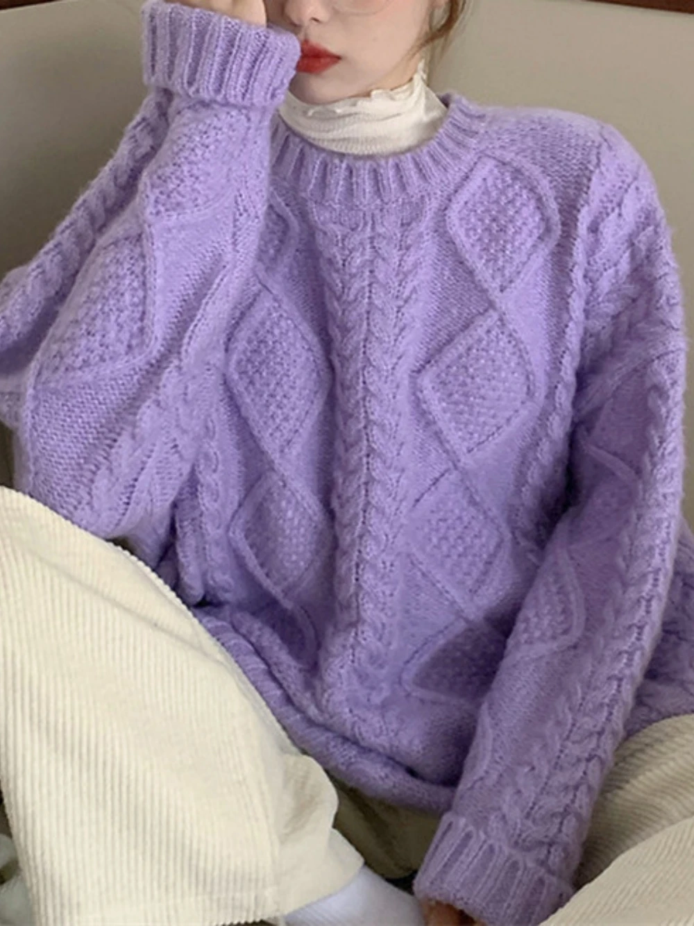 Vintage Women's Sweater Autumn Twist Long Sleeve Crew Neck Knit Loose Thick Comfortable Solid Color Ladies Top
Vintage Women's Sweater Autumn Twist Long Sleeve Crew Neck Knit Loose Thick Comfortable Solid Color Ladies Top