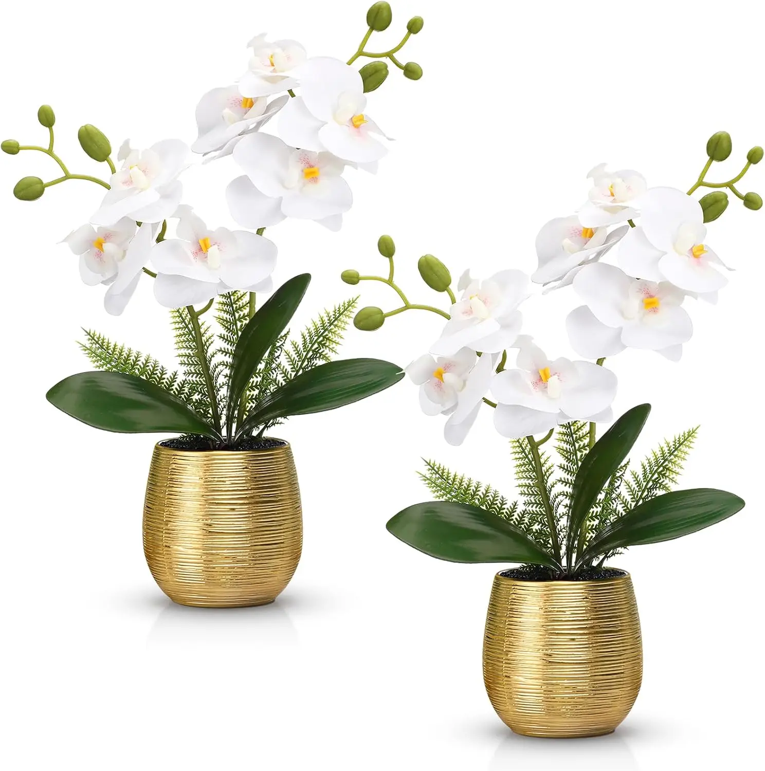 Orchids Artificial Flowers in Gold Ceramic Vase 13'' White Fake Flowers Faux Orchid for Home Office Wedding Party Dining Room Table Centerpiece Decoration
Orchids Artificial Flowers in Gold Ceramic Vase 13'' White Fake Flowers Faux Orchid for Home Office Wedding Party Dining Room Table Centerpiece Decoration
