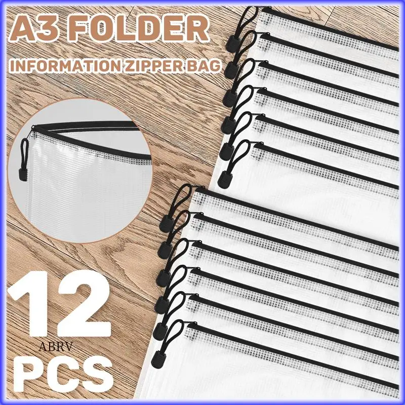 Highly Recommended-12PCS A3 Folder, Information Zipper Bag Plastic Wallet Mesh File Bag Zipper Bag Zipper Wallet
Highly Recommended-12PCS A3 Folder, Information Zipper Bag Plastic Wallet Mesh File Bag Zipper Bag Zipper Wallet