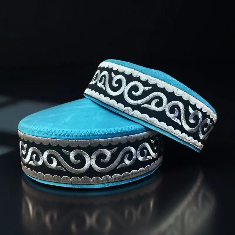 Kazakh Round Caps Men Velvet Ethnic Dancing Hat Performance Stage Evening Party Hats Elegant Blue Kufi Hijab Handmade Applique
Kazakh Round Caps Men Velvet Ethnic Dancing Hat Performance Stage Evening Party Hats Elegant Blue Kufi Hijab Handmade Applique