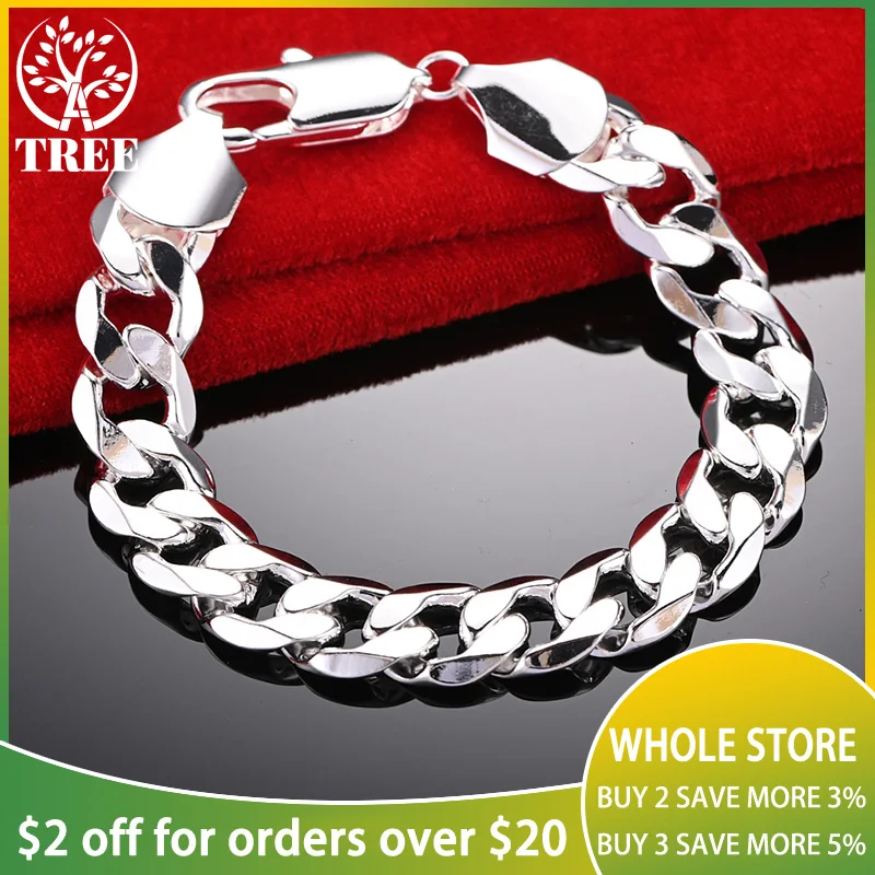 ALITREE 925 Sterling Silver 12mm Cuban Bracelets For Man Woman Chain Wedding Accessories Party Birthday Gift Fashion Jewelry
ALITREE 925 Sterling Silver 12mm Cuban Bracelets For Man Woman Chain Wedding Accessories Party Birthday Gift Fashion Jewelry
