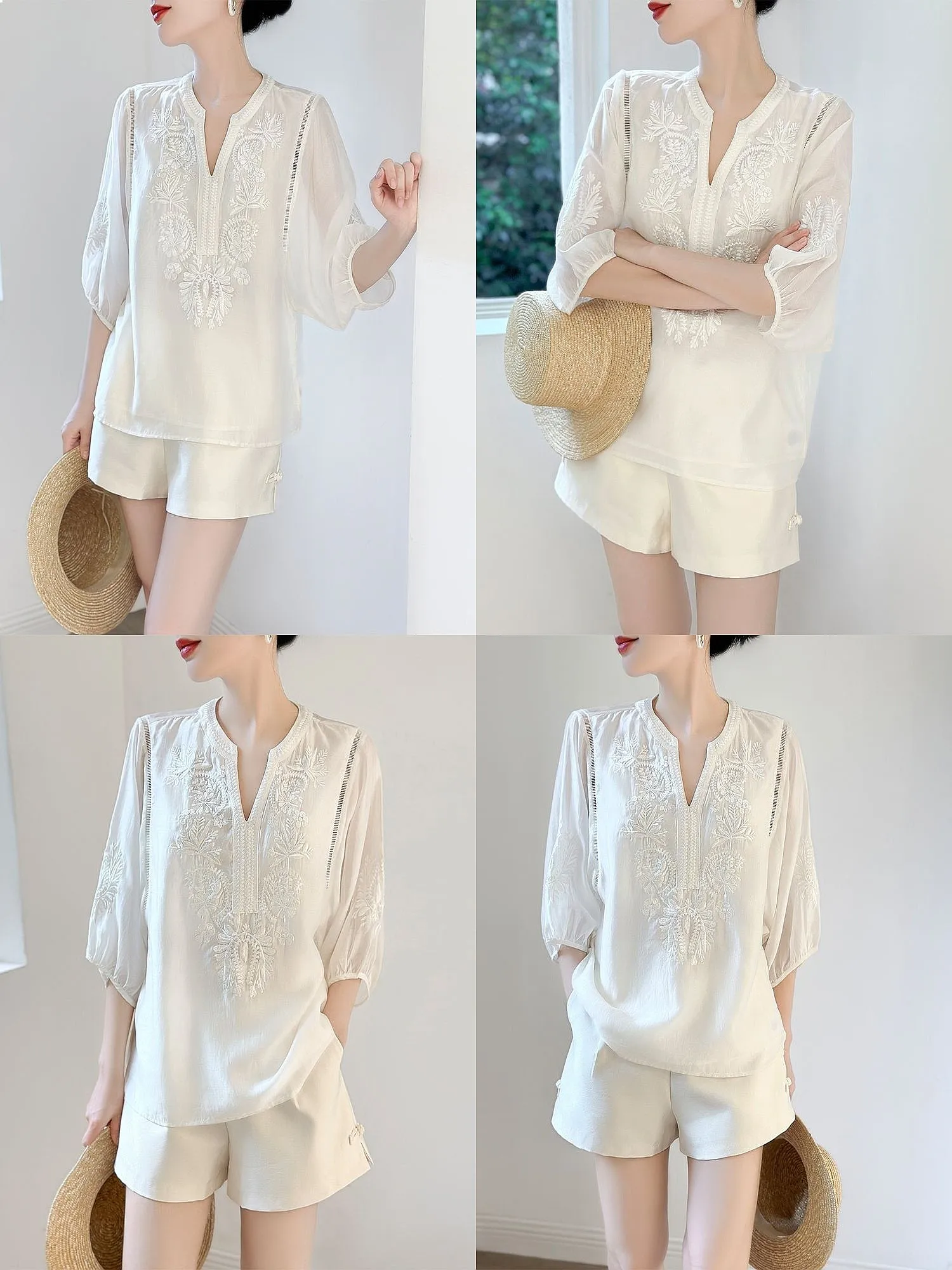 Embroidered Flower V-neck Loose Fitting Shirt For Women 2026 Summer New Loose And Sweet Top
Embroidered Flower V-neck Loose Fitting Shirt For Women 2026 Summer New Loose And Sweet Top
