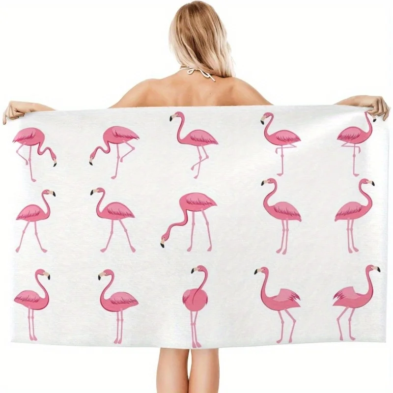 1 ultra soft flamingo printed beach towel 27.5x55 inches, white with pink flamingo design, perfect for use in sports, spa, yoga
1 ultra soft flamingo printed beach towel 27.5x55 inches, white with pink flamingo design, perfect for use in sports, spa, yoga