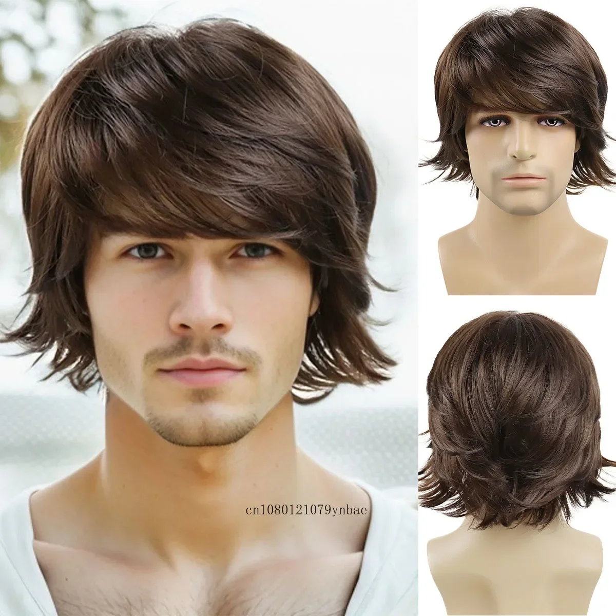 Synthetic Hair Brown Wigs for Men Male Fluffy Short Curly Wig with Bangs Daily Costume Cosplay Party Halloween Heat Resistant
Synthetic Hair Brown Wigs for Men Male Fluffy Short Curly Wig with Bangs Daily Costume Cosplay Party Halloween Heat Resistant