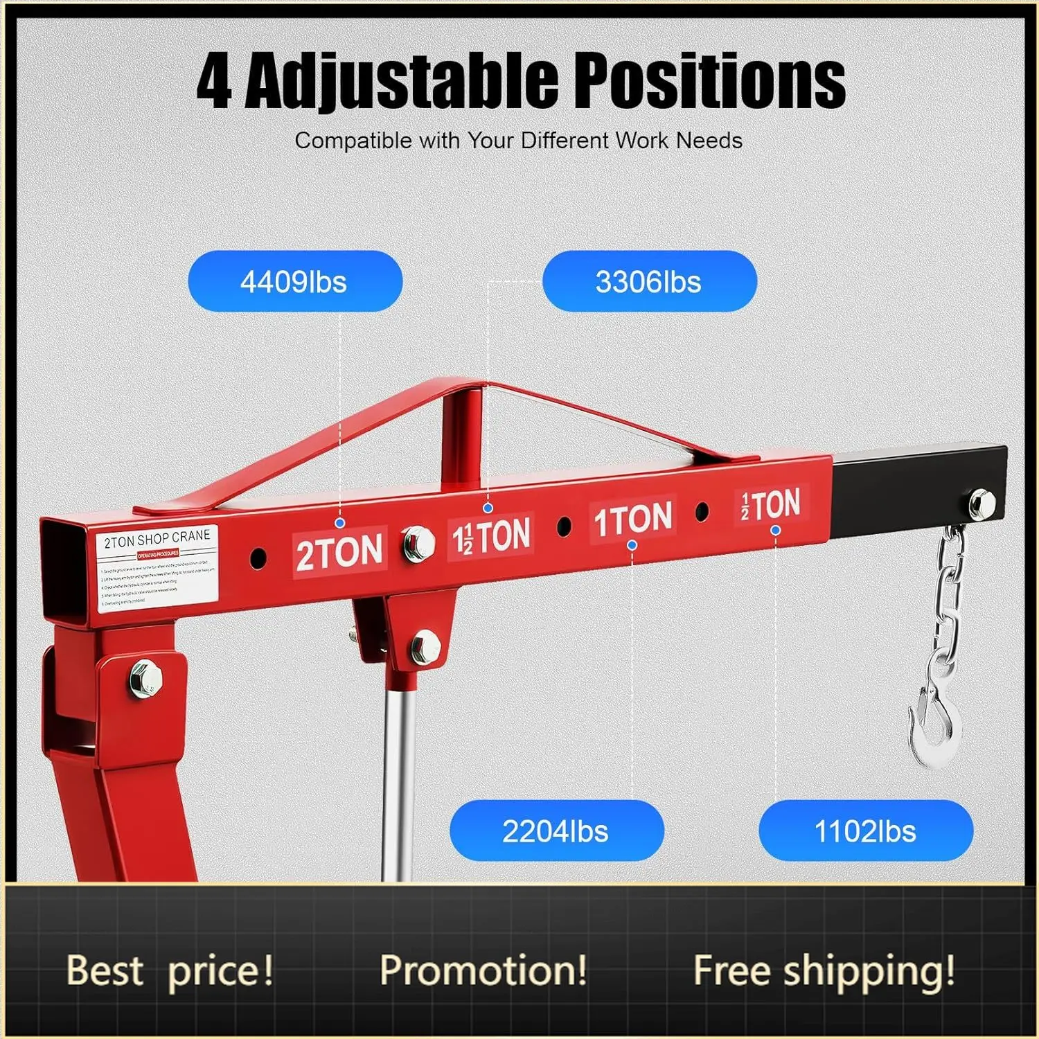 Cherry Picker Engine Hoist, Folding Engine Crane, 2 Ton 4000 Lbs Folding Hydraulic Engine Hoist Crane Hoist Lift, Heavy Duty Sho
Cherry Picker Engine Hoist, Folding Engine Crane, 2 Ton 4000 Lbs Folding Hydraulic Engine Hoist Crane Hoist Lift, Heavy Duty Sho
