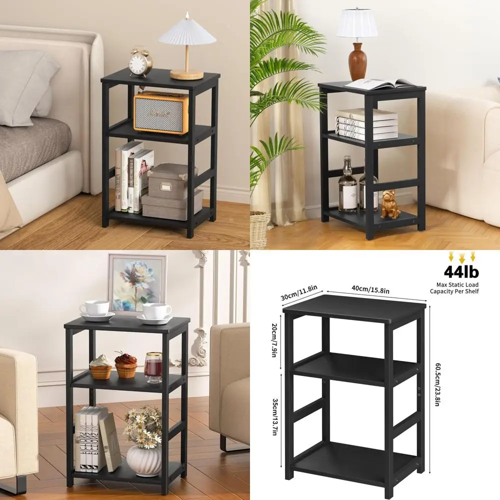 Трехуровневый бамбуковый приставной столик с полками для хранения, идеально подходит для небольших помещений - спальни, гостиной, прихожей, черный
Трехуровневый бамбуковый приставной столик с полками для хранения, идеально подходит для небольших помещений - спальни, гостиной, прихожей, черный