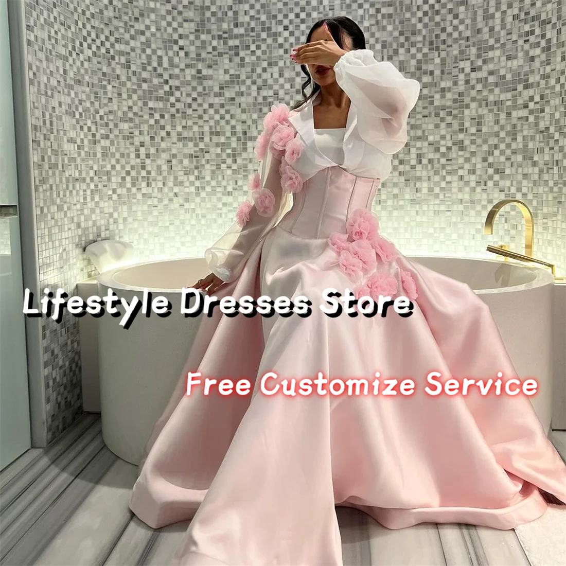 Beads Pink 3D Flower Satin A-Line Party Dress 2024 Organza Long Sleeves Sweet Prom Dresses Formal Formal Occasion Evening Dress
Beads Pink 3D Flower Satin A-Line Party Dress 2024 Organza Long Sleeves Sweet Prom Dresses Formal Formal Occasion Evening Dress