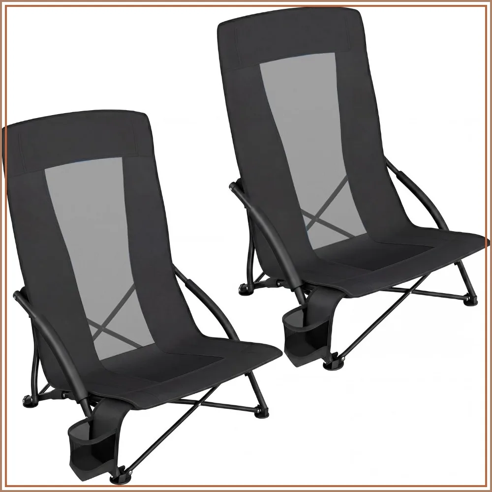 Portable Beach Chairs for Adults, Max Load 330 lb, High Backrest, Cup Holder, Lightweight, Heavy-Duty, Set of 2, Black
Portable Beach Chairs for Adults, Max Load 330 lb, High Backrest, Cup Holder, Lightweight, Heavy-Duty, Set of 2, Black