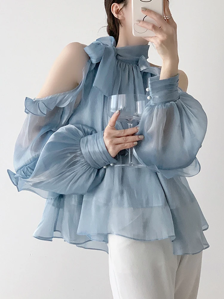 Blue Ruffle Shirts Women Sexy Off Shoulder Blouse Female Summer Long Sleeve Tops Ladies Korean Fashion Bow Bandage Halter Blusas
Blue Ruffle Shirts Women Sexy Off Shoulder Blouse Female Summer Long Sleeve Tops Ladies Korean Fashion Bow Bandage Halter Blusas
