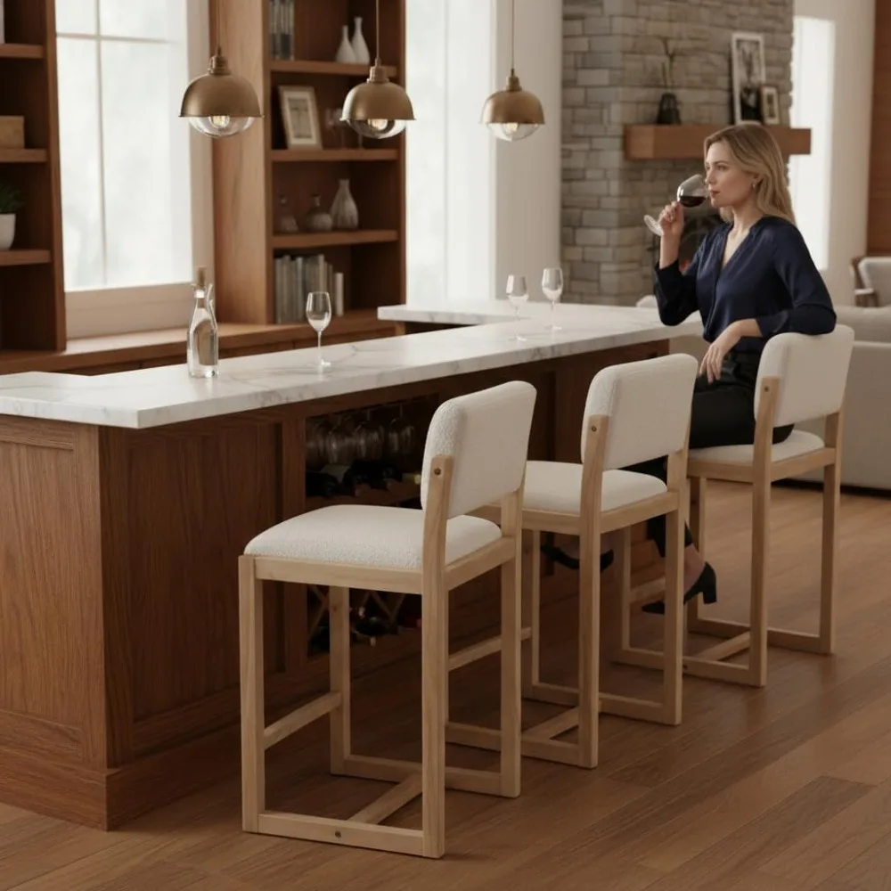 Современный набор барных стульев (4 предмета), высокие барные стулья 26 дюймов, обивка из овечьей кожи, деревянные ножки
Современный набор барных стульев (4 предмета), высокие барные стулья 26 дюймов, обивка из овечьей кожи, деревянные ножки