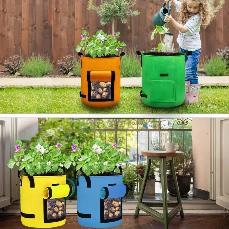 Potato Growing Bags Non-woven Fabric Tomato Pot Breathable Non-woven Carrot Planter Set Of 4 Grow Container For Balcony Garden
Potato Growing Bags Non-woven Fabric Tomato Pot Breathable Non-woven Carrot Planter Set Of 4 Grow Container For Balcony Garden