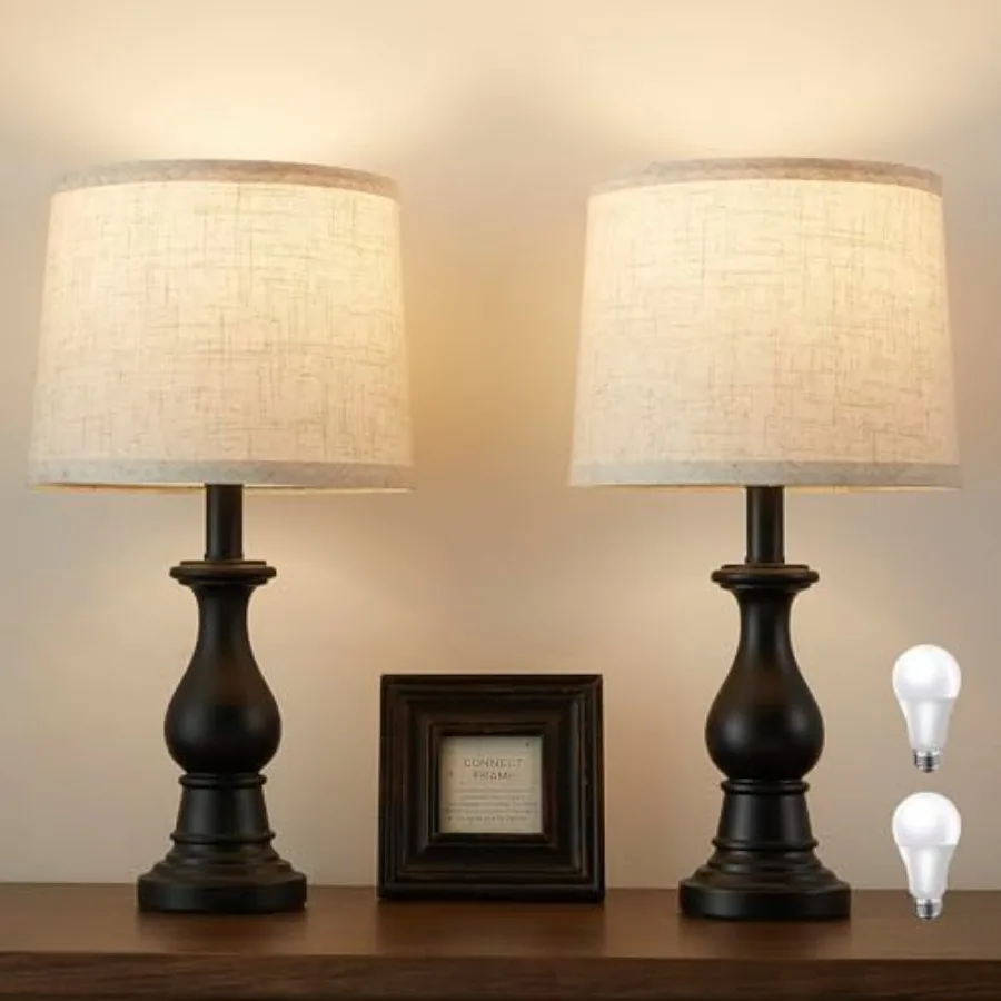 Vintage Table Lamp for Living Room Bedroom, 18.5" Farmhouse Bedside Lamps Nightstand Lamp Set of 2, Table Lamps with Oatmeal Li
Vintage Table Lamp for Living Room Bedroom, 18.5" Farmhouse Bedside Lamps Nightstand Lamp Set of 2, Table Lamps with Oatmeal Li