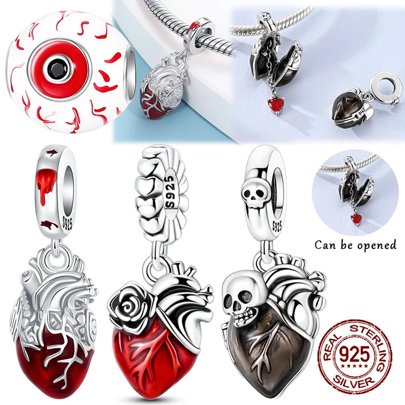 Anatomical Heart Charm 925 Sterling Silver Gothic Openable Heart Pendant Skull Rose Design Fit Bracelets Jewelry Gift for Women
Anatomical Heart Charm 925 Sterling Silver Gothic Openable Heart Pendant Skull Rose Design Fit Bracelets Jewelry Gift for Women
