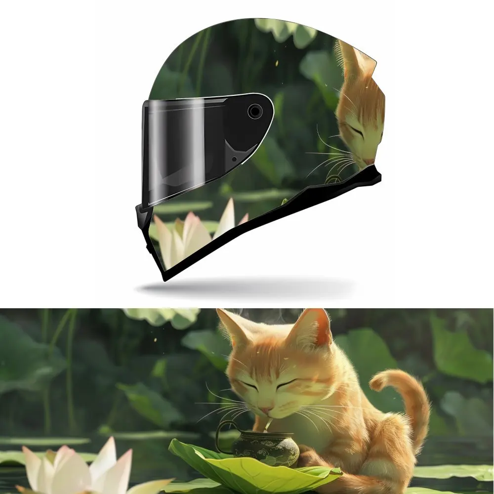 Peaceful Orange Cat and Lotus Leaf Motorcycle Helmet Decal, Self-adhesive Waterproof Helmet Vinyl Wraps Decoration, Universal DI
Peaceful Orange Cat and Lotus Leaf Motorcycle Helmet Decal, Self-adhesive Waterproof Helmet Vinyl Wraps Decoration, Universal DI