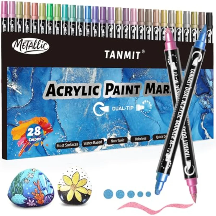 Metallic Colors Acrylic Paint Markers, Dual Tip Acrylic Paint Pens for Rock Painting, Black Paper, Wood, Canvas, Stone, Glass,
Metallic Colors Acrylic Paint Markers, Dual Tip Acrylic Paint Pens for Rock Painting, Black Paper, Wood, Canvas, Stone, Glass,