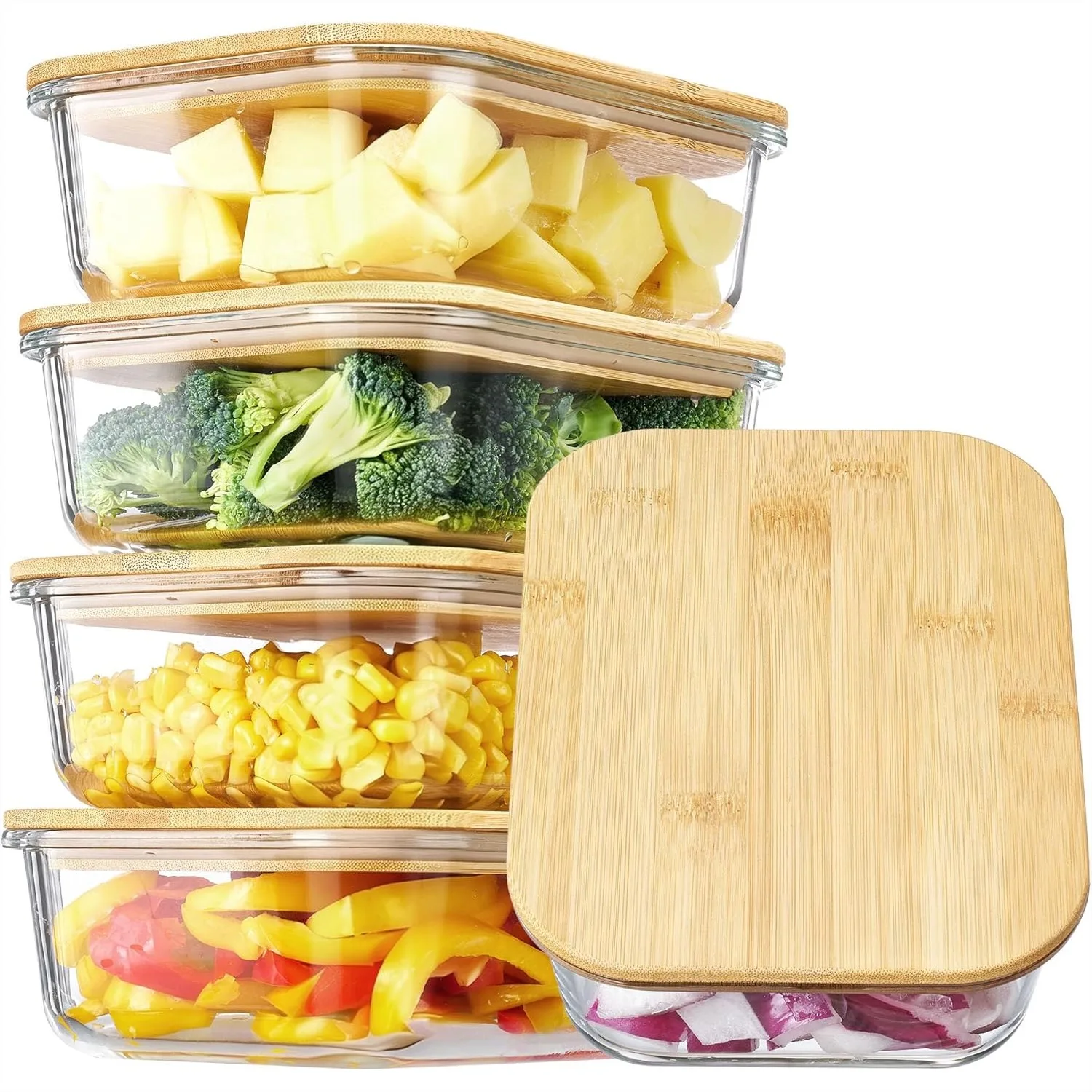 5 Pack 35oz Glass Containers with Bamboo Lids for Meal Prep and Food Storage, Microwave & Dishwasher Safe
5 Pack 35oz Glass Containers with Bamboo Lids for Meal Prep and Food Storage, Microwave & Dishwasher Safe