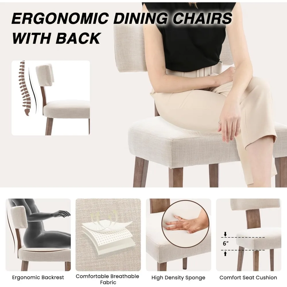 Mid-Century Modern Dining Chair Set of 6, Farmhouse Linen Upholstered Curved Back Kitchen Chairs
Mid-Century Modern Dining Chair Set of 6, Farmhouse Linen Upholstered Curved Back Kitchen Chairs