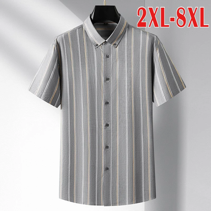 2025 100% Cotton Summer Men's Shirts Luxury Short Sleeve Vertical Striped Single Breasted Male Dress Shirts Plus Size 7XL 8XL
2025 100% Cotton Summer Men's Shirts Luxury Short Sleeve Vertical Striped Single Breasted Male Dress Shirts Plus Size 7XL 8XL