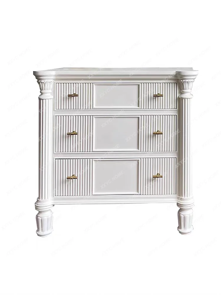 retro solid wood bedside table French simple white bedroom bedside locker
retro solid wood bedside table French simple white bedroom bedside locker