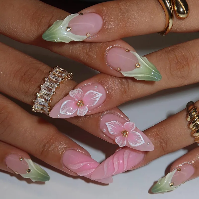 24pcs Floral Self-adhesive False Nails for Gluing Medium Long French Fake Nails Press on Sweet Fashion Nail Tips Paste Nails Set
24pcs Floral Self-adhesive False Nails for Gluing Medium Long French Fake Nails Press on Sweet Fashion Nail Tips Paste Nails Set