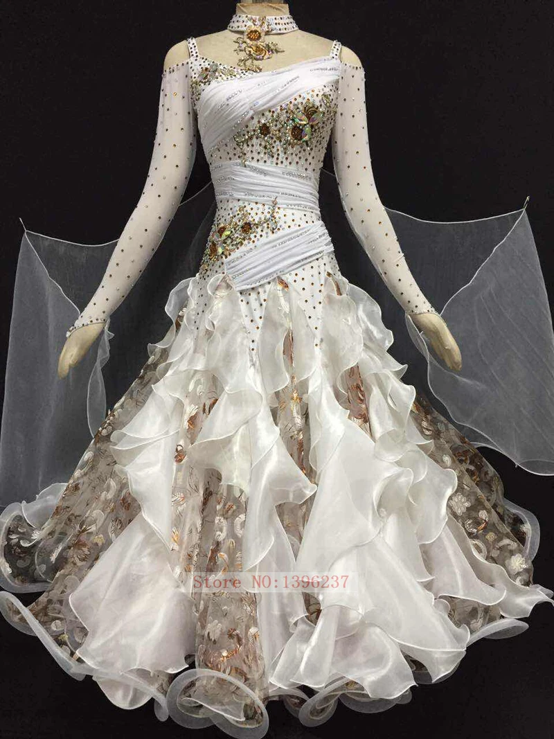 Standard Ballroom Dancing Dresses Lady's Long Sleeve White Color Tango Waltz Costume Ballroom Competition Dance Dresses
Standard Ballroom Dancing Dresses Lady's Long Sleeve White Color Tango Waltz Costume Ballroom Competition Dance Dresses