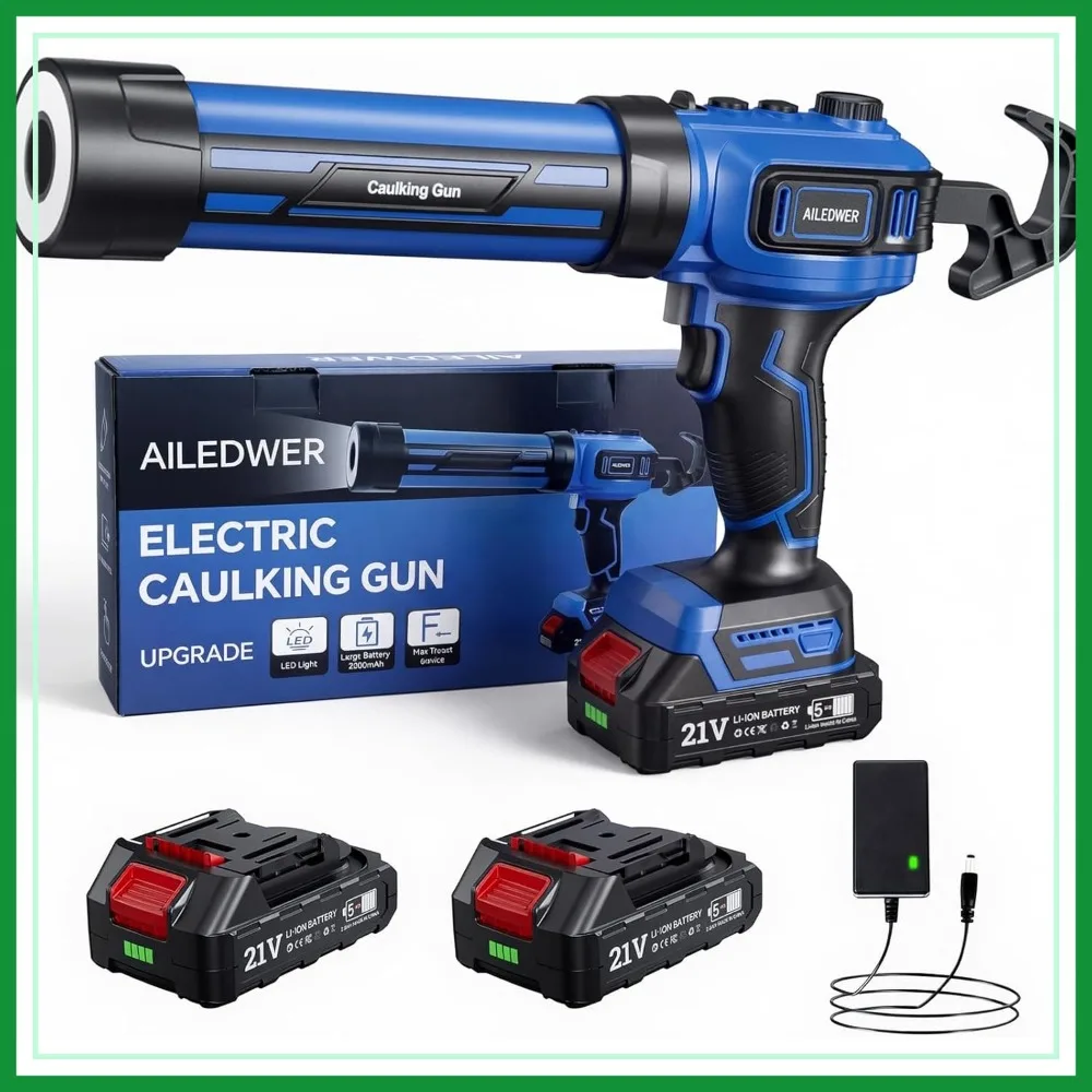Cordless Caulking Gun, Battery Powered Caulk Gun with 2x2.0Ah Batteries & LED Light, Auto Retract
Cordless Caulking Gun, Battery Powered Caulk Gun with 2x2.0Ah Batteries & LED Light, Auto Retract