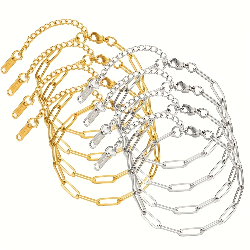 10pcs Pieces Of Stainless Steel Material 6.29-inch Paper Clip Bracelet Set, Adjustable Bracelet, Suitable For Jewelry Making.
10pcs Pieces Of Stainless Steel Material 6.29-inch Paper Clip Bracelet Set, Adjustable Bracelet, Suitable For Jewelry Making.