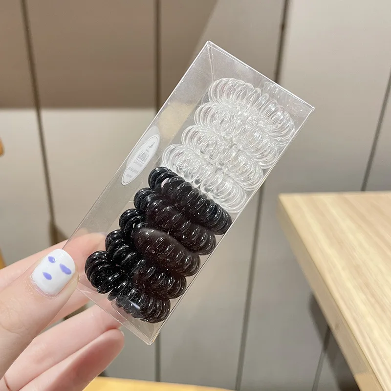 9 Pcs/set Transparent Candy Telephone Coil Hair Ties Silicone Elastic Bands Gentle No Damage Ponytail Holders for Women Girls 
9 Pcs/set Transparent Candy Telephone Coil Hair Ties Silicone Elastic Bands Gentle No Damage Ponytail Holders for Women Girls
