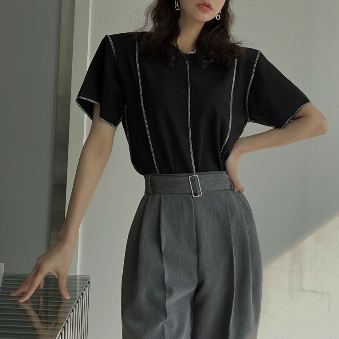Summer Women's Loose Fit round Neck Short Sleeve T-Shirt Color Block Design Sensation Versatile Casual Korean Style Top
Summer Women's Loose Fit round Neck Short Sleeve T-Shirt Color Block Design Sensation Versatile Casual Korean Style Top