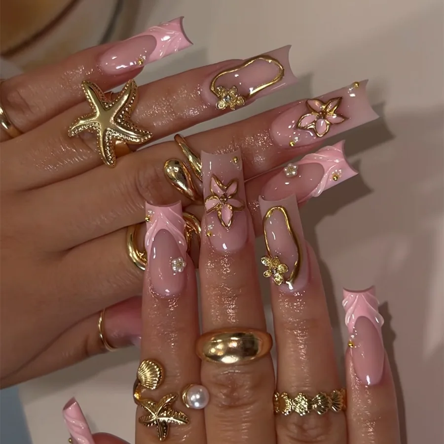 24pcs 3D floral French-style long nail art with elegant corrugated texture for professional manicure
24pcs 3D floral French-style long nail art with elegant corrugated texture for professional manicure
